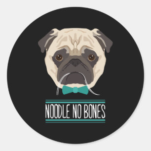 Noodle No Bones Day Sad Pug Gift For Pug Lovers Runder Aufkleber