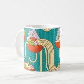 Noodles Funny Cats Türkis Hintergrund Kaffeetasse (Vorderseite Links)