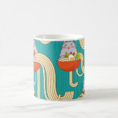 Noodles Funny Cats Türkis Hintergrund Kaffeetasse (Mittel)