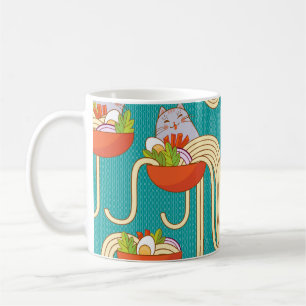 Noodles Funny Cats Türkis Hintergrund Kaffeetasse