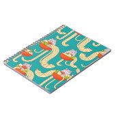 Noodles Funny Cats Türkis Hintergrund Notizblock (Linke Seite)