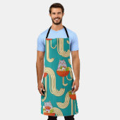 Noodles Funny Cats Türkis Hintergrund Schürze (Getragen)