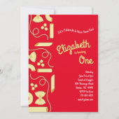 Noodles Pasta Kid 1. Geburtstag Party Italienisch Einladung (Vorderseite)