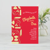 Noodles Pasta Kid 1. Geburtstag Party Italienisch Einladung (Stehend Vorderseite)