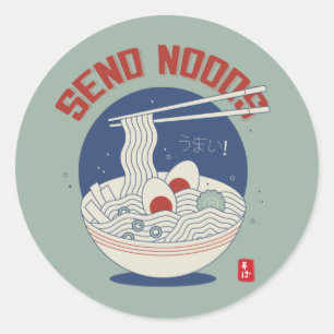 Noods japanische Nudelsuppe Ramen senden Runder Aufkleber