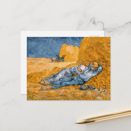 Noon, Erholung aus der Arbeit von Vincent Van Gogh Postkarte (Vorderseite/Rückseite Beispiel)