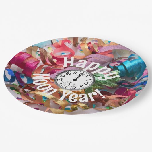Noon Year's Eve Family Party Sticker Pappteller (Schrägansicht)