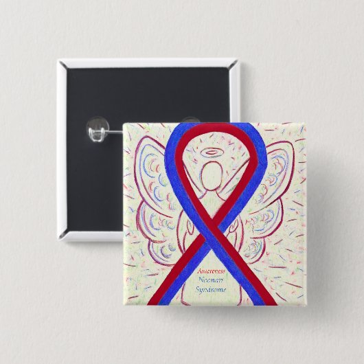 Noonan Syndrome Awareness Ribbon Angel Buttone Button (Vorne & Hinten)