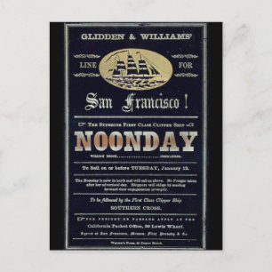 Noonday Clipper-Segelschiff 1900 Postkarte