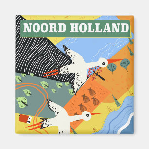 Noord-Holland-Reiseposter im Vintage-Stil Magnet