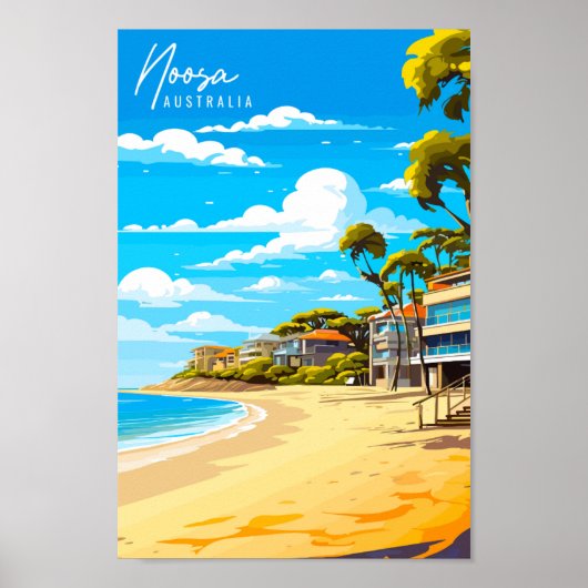Noosa Australia Vintage Illustration Poster (Vorne)