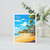 Noosa Australia Vintage Illustration Postkarte (Stehend Vorderseite)