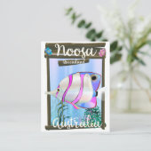 Noosa Australia Vintage Reiseplakat Postkarte (Stehend Vorderseite)