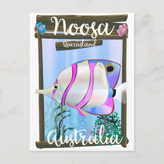 Noosa Australia Vintage Reiseplakat Postkarte (Vorderseite)