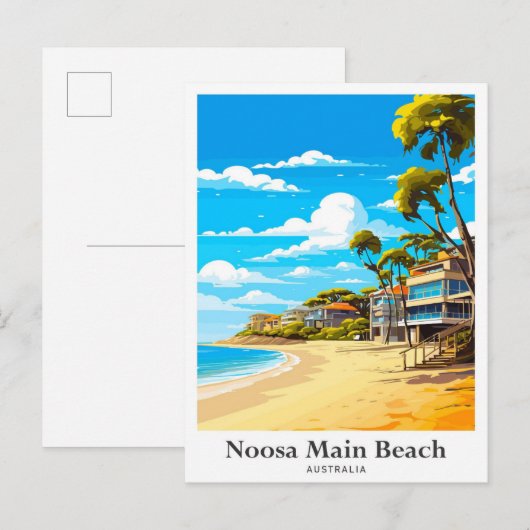 Noosa Beach Australia Reisen - Illustration Postkarte (Vorne/Hinten)