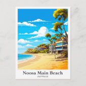 Noosa Beach Australia Reisen - Illustration Postkarte (Vorderseite)