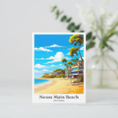Noosa Beach Australia Reisen - Illustration Postkarte (Stehend Vorderseite)