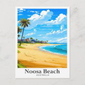 Noosa Beach Australia Vintage Travel Illustration Postkarte (Vorderseite)