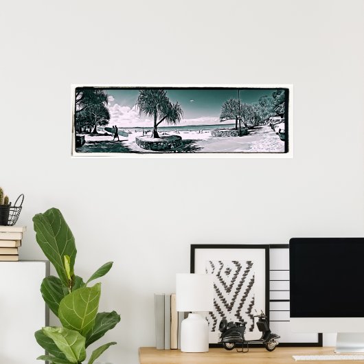 Noosa Main Beach Abstrakt Panorama Poster (1960er (Heimbüro)