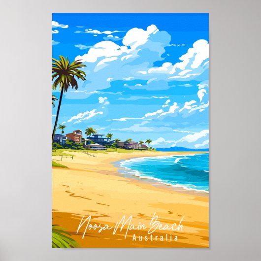 Noosa Main Beach Australien Jahrgang Reise Ort Poster (Vorne)
