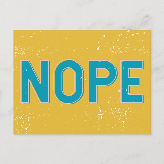 NOPE - Beunruhigte Typografie in blau und gelb Postkarte (Vorderseite)