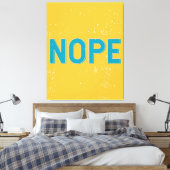 NOPE Beunruhigte Typografie in Gelb und Blau Leinwanddruck (Insitu (Schlafzimmer))
