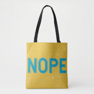 NOPE Beunruhigte Typografie in Gelb und Blau Tasche