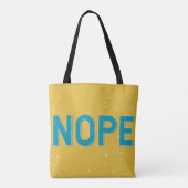 NOPE Beunruhigte Typografie in Gelb und Blau Tasche (Rückseite)