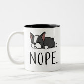 Nope Boston Terrier Zweifarbige Tasse (Links)