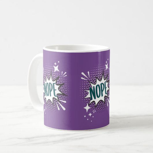 NOPE-Comic-Sprechblase Meme Funny Violet Kaffeetasse (Vorderseite Links)