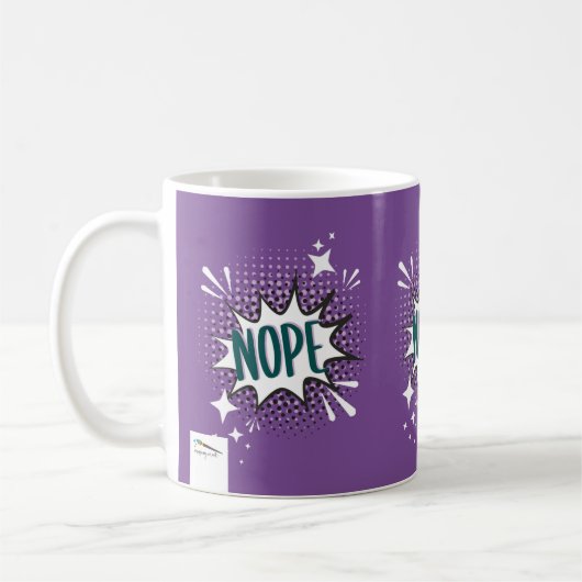 NOPE-Comic-Sprechblase Meme Funny Violet Kaffeetasse (Links)