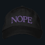 NOPE Funny Grumpy Bestickte Baseballkappe<br><div class="desc">Müde von Leuten, die dich für einen "Gefallen" gefragt haben? Sich mit albernen Fragen oder Problemen unterbrechen lassen? Oder einfach gemacht... alles? Tragen Sie diese bestickte Kappe, die deutlich Staaten, wie Sie sich fühlen und Sets persönliche Boudarien. LOL Die Stickerei ist derzeit "Steel" grau. (Sie können die Farbe anpassen, indem...</div>