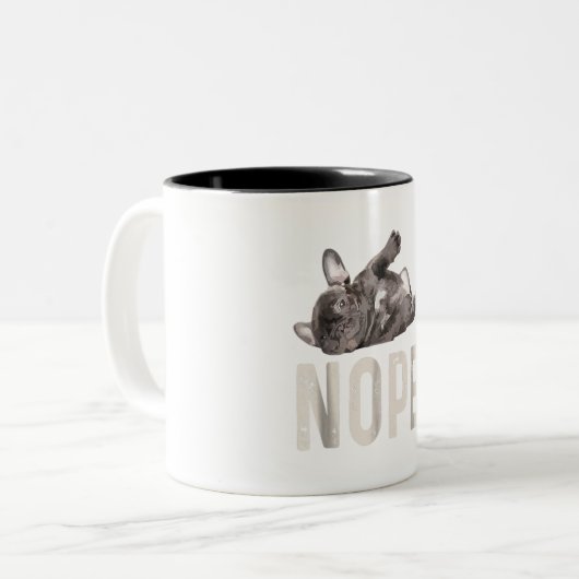 Nope Lazy French Bulldog Lover Gift Zweifarbige Tasse (Vorderseite Links)