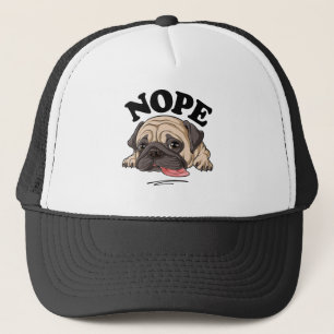 Nope Mops Shirt Lazy Funny Kids Frauen Männer Hun Truckerkappe