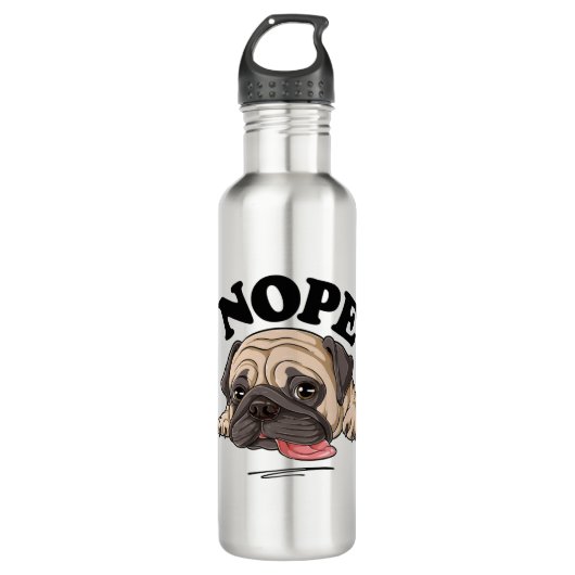 Nope Mops Shirt Lazy Funny Kids Frauen Männer Hund Edelstahlflasche (Vorderseite)