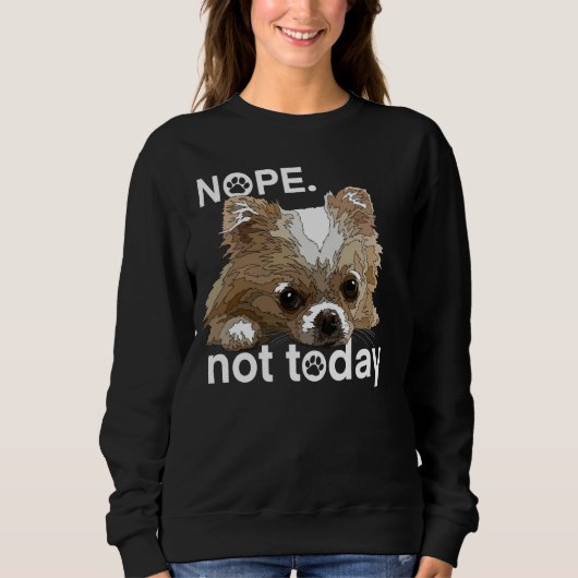 Nope Not Today Chihuahua Dog Funny Chiwawa Long Ha Sweatshirt (Vorderseite)