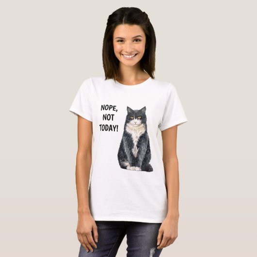 Nope not Today Funny Cat Grouchy Grumpy T-Shirt (Vorne ganz)
