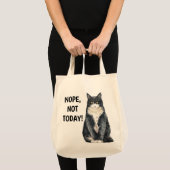 Nope Not Today Funny Grouchy Schwarz-weiß Cat Tragetasche (Vorderseite (Produkt))