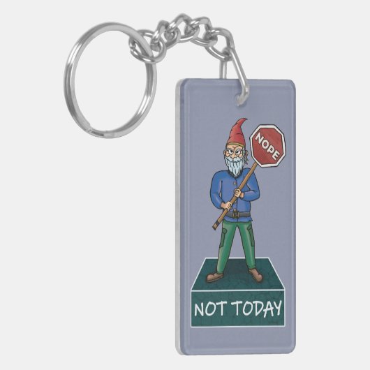 Nope Not Today Grumpy Gnome Schlüsselanhänger (Vorderseite links)