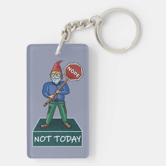 Nope Not Today Grumpy Gnome Schlüsselanhänger (Rückseite)