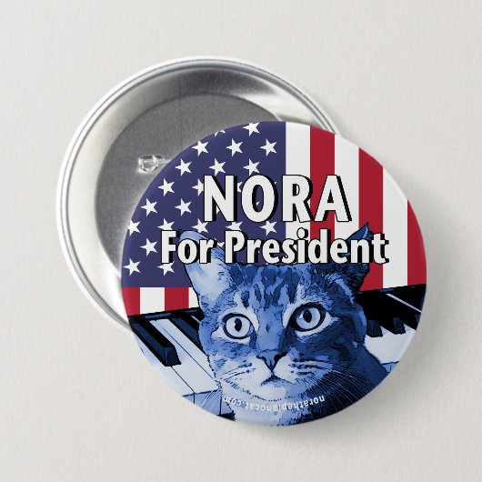 Nora für Präsidenten Button In Blue #4 (Vorne & Hinten)