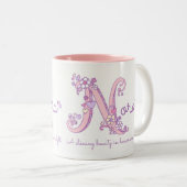Nora name bedeutet Herzfunktion Blume N Monogramm  Zweifarbige Tasse (VorderseiteRechts)