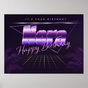 Nora Vorname lila retro Poster Geburtstag