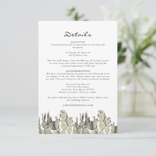 Norah - Bohemische Details-Karte für den Kakteen m Einladung (Stehend Vorderseite)