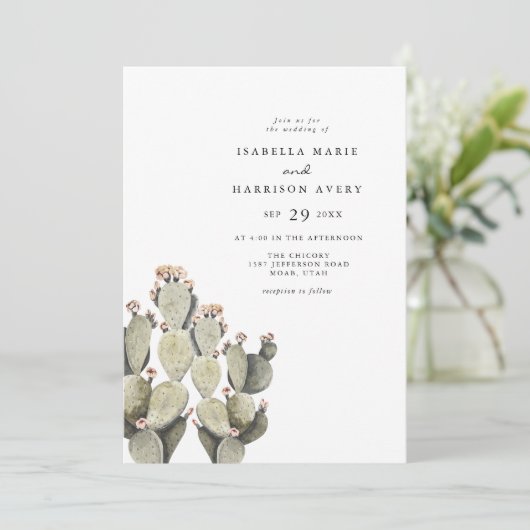 Norah - Bohemische Prickly Pear Cactus Desert Einladung (Stehend Vorderseite)