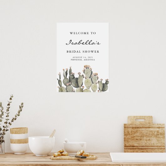 Norah - Bohemisches Prickly Pear Cactus Brautparty Poster (Küche)