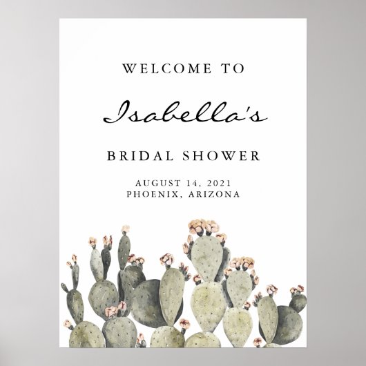 Norah - Bohemisches Prickly Pear Cactus Brautparty Poster (Vorne)