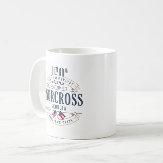 Norcross, Georgia 150 Jahre T - Shirt Kaffeetasse (Vorderseite Links)