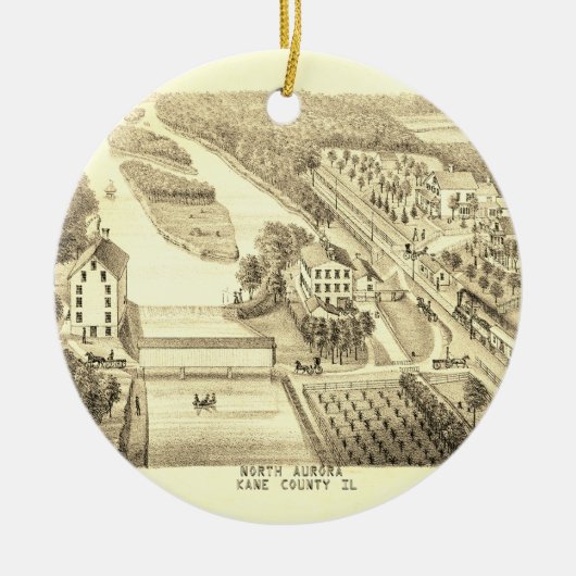 Nord Aurora Illinois Stone Lithograph 1871 Art Keramik Ornament (Vorne)