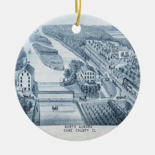 Nord Aurora Illinois Stone Lithograph 1871 Art Keramik Ornament (Vorne)